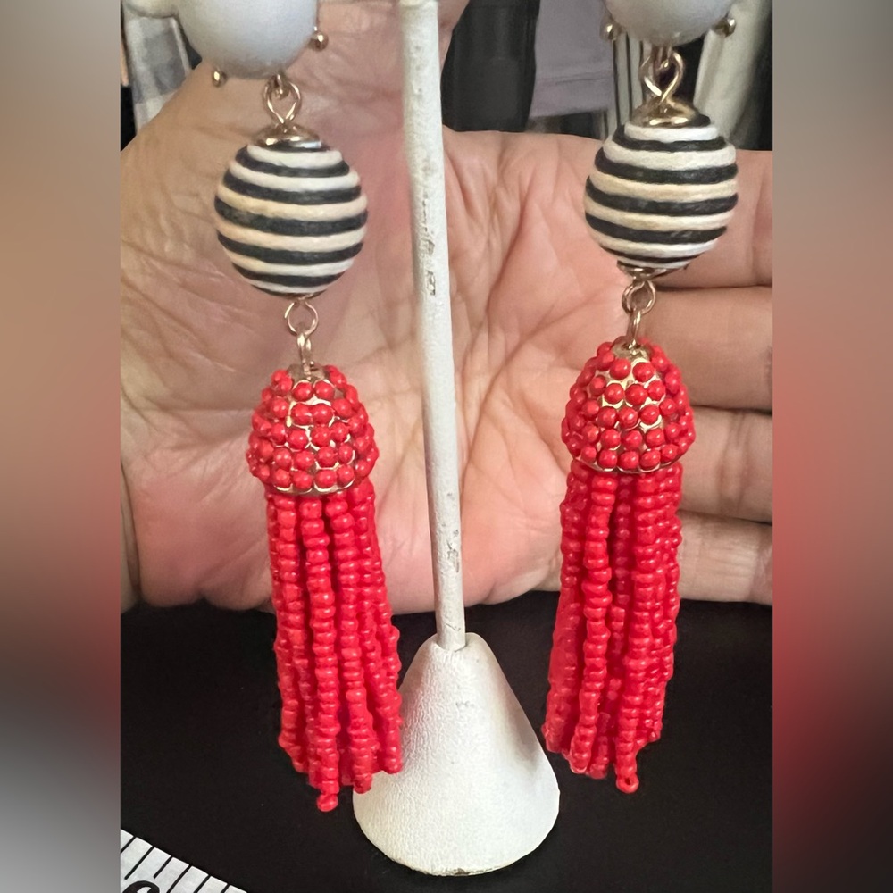 Baublebar Baublear Pinata Nautical Beaded Red White Blue Dangle Pierced Earrings